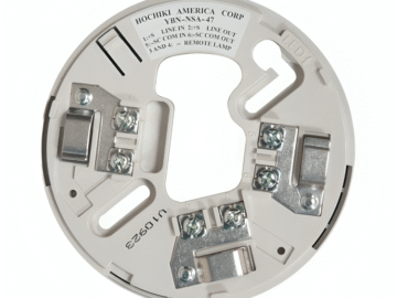 The Hochiki YBN-NSA-47 detector base, designed for compliance with the latest UL fire safety standards.