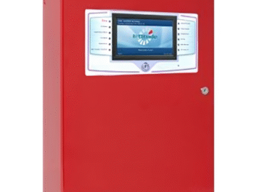 Hochiki FireNET Latitude addressable fire alarm control panel with color touchscreen.